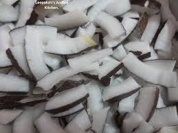 Coconut pieces (Copra) drying in the sun